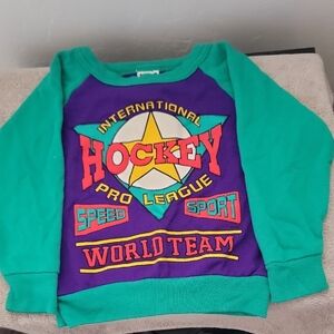 Kids N' Fun Green and Purple Hockey Sweatshirt Vintage